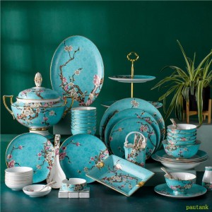 Bowl and dish set household Jingdezhen 86 pieces of Chinese Bone China, high-grade light luxury tableware, bowl, plate, spoon, ceramic ware combination